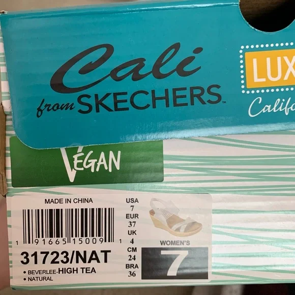 Skechers Cali Beverlee High Tea Natural Slip-On Wedge Sandals | US Size 7W - Picture 7 of 7